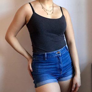 Solid Dark Grey Cotton Camisole